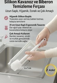 Resim Hane Dostu 2 Adet Silikon Kavanoz ve Biberon Temizleme Fırçası - Uzun Saplı, Hijyenik, Esnek ve Çok Amaçlı 