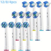 Resim Oral-B ile Uyumlu Yedek Diş Fırçası Başlıkları, 4/8/12 adet Elektrikli Diş Fırçası Başlıkları Oral B Yedek Başlıklar Refill Pro 500/1000/1500/3000/3757/5000/7000/7500/8000 için 