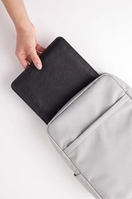 Resim Minimalist 16 İnç Laptop Kılıfı, Vegan Deri, Su İtici Özellikli, Bilgisayar Notebook Laptop Çantası (Siyah, 16 İnç) 