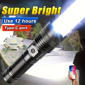Resim Ultra Parlak 30W LED Taktiksel Fener - USB Tip-C Şarj Edilebilir, 2600mAh Pil, Süper Parlaklık, Uzun Menzilli Yakınlaştırma, Dayanıklı Havacılık Alüminyum Alaşımı, Kaymaz Tutuş, Şarj Göstergesi, Dış Maceralar İçin Mükemmel 