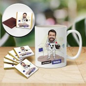 Resim Astronot Karikatürlü Kupa ve Çikolata 