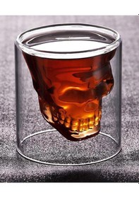 Resim Dörtlü 125ml Orta Boy Isıya Dayanıklı Borosilikat Kuru Kafa Tasarımlı Çift Cidarlı Cam Bardak-351 Diğer 