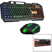 Resim Everest HKM-X86 Quin Gökkuşağı Işıklı USB Kablolu Klavye - Mouse Set 150CM Kablo (4887) 