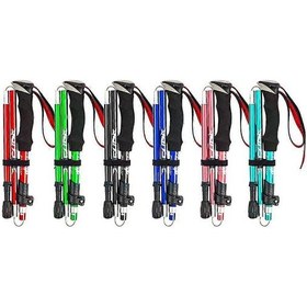 Resim Açık Hava Maceraları İçin Antishock Teknolojisine Sahip 5 Parçalı Katlanabilir Siyah Yürüyüş Batonları Çok Renkli 