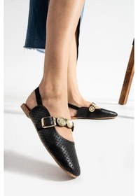 Resim Luwe Hafif Ses Yapmaz Toka Detaylı Hava Alabilen Günlük Ev Ofis Kadın Babet Siyah 