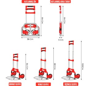 Resim Deko DKT80EB 80KG Kapasiteli Teleskopik, Katlanır El Arabası Koli Yük Paket Taşıma El Arabası 80KG 