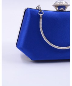 Resim Rebeca Elips Toka Detaylı Saten Kumaş Mini Portföy Kadın Çanta Lacivert 