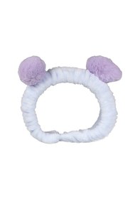 Resim Toyaş Açık Mavi Lila Ponponlu Peluş Bandana Makyaj Spa Saç Bandı 