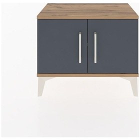 Resim Arges Komodin Tek Raflı 2 Kapaklı 60x30x48 Çam-antrasit Çam 