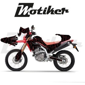 Resim Honda Crf 250l 2025-2026 Model Şimşek Tasarım Siyah Zemin Üstü Kırmızı Sticker Etiket Modeli 
