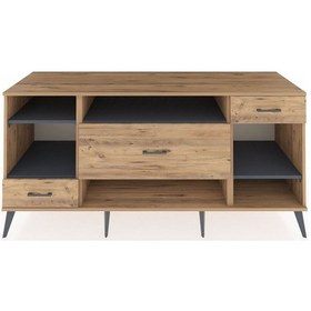 Resim Kronos Konsol 4 Raflı 3 Çekmeceli 176x59x83 Çam-antrasit/çam Antrasit/çam 