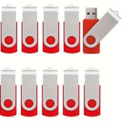 Resim 10 adet USB Flash Bellek 64GB/32GB/16GB/8GB/4GB Flash Bellek, Döner Hafıza Çubuğu Toplu USB 2.0 Flash Sürücü Atla Sürücü Zip Sürücü Pendrive Led Göstergeli USB Flash Sürücüler Toplu Paket USB Çubuklar U Diski Veri Depolama, Yedekleme, Dosya Paylaşımı İçin PC İçin (10 adet, Kırmızı) 