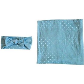 Resim Flybuy Yeni Sones Nokta Mavi Kundak Kafa Doğan Baskılı Bebek Bandı Atkı Xe Mavi 