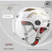 Resim Lyon 3c Sertifikalımotosiklet Kaskı Beyaz Beyaz 