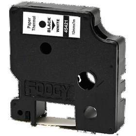 Resim Foogy Dymo D1 Etiket Muadili Thermal Kağıt 12 mm X 7 m Beyaz-Siyah 