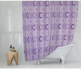 Resim Tropik Home Duş Perdesi Seti, 12 Adet C Halka Hediyeli Banyo Perdesi-banyo Duş Perdeleri-banyo Aksesuarları Lila 