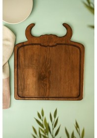 Resim Fam Wood Art %100 Doğal Çam Steak Tahtası Hamburger Tabağı Kahverengi 