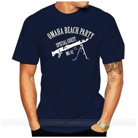 Resim Shubuzhiyaz Moda Mg42 Omaha Ww2 T-shirt Pamuk Plaj Parti Gömlekgökyüzü Mavierkek Gökyüzü Mavi 