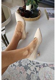 Resim 10 670 Topukla Kadın 6 Cm Kadeh Topuk Stiletto Ten Süet 