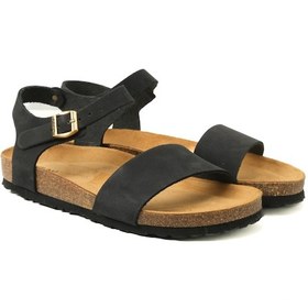 Resim Sandalet Kadın 58h3 Frau Nabuk-v Leather Nero Null Siyah 