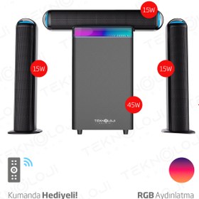 Resim Teknoloji Gelsin Hp-Tv01 3+1 Soundbar Ev Sinema Sistemi Stereo Hd Ses İadesi Rgb Kablolu 45w Amfi 15wx3 Soundbar 