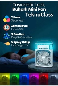 Resim EZERE Taşınabilir Ev Ofis Hava Vantilatörü Nemlendirici Fan Ve Buhar Makinesi Rgb Işıklı 