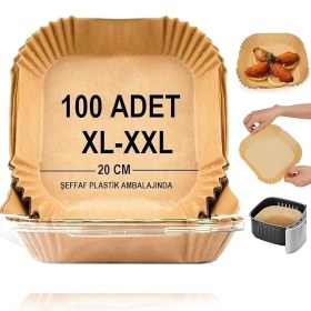 Resim Home Airfryer Pişirme Kağıdı,xl-Xxl Büyük Boy, Kare, 100 Adet Hava Fritöz Parşömen Fırın 