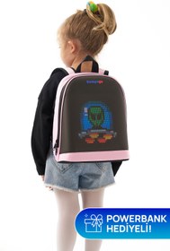 Resim Zampago LED Ekranlı Akıllı Sırt Çantası – Bluetooth Kontrollü Işıklı Dijital Ekran Çanta 