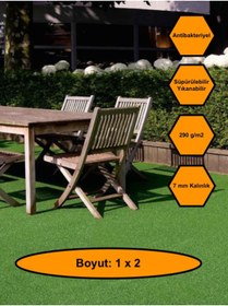 Resim NetBazaars 1X2 metre YAPAY ÇİM HALI, LASTİK TABAN, YEŞİL SUNİ HALI, 7 mm KALINLIĞINDA 