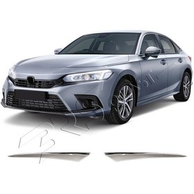 Resim Honda Civic Fe Uyumlu 2021 Ve Üzeri Krom Far Alt Çıtası 2 Parça Paslanmaz Çelik 