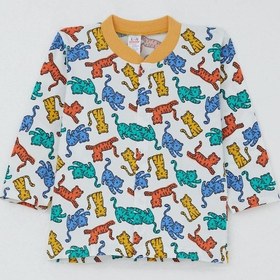 Resim Breeze Erkek Bebek Pijama Takımı Renkli Kedicik Desenli 4 Ay-1 Yaş, Beyaz Beyaz 