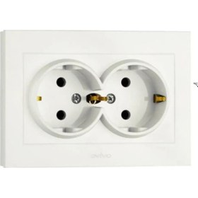 Resim Beyaz Sıva Altı İkili Topraklı Priz Ovivo Grano 