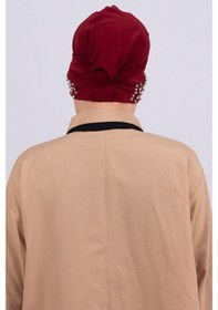 Resim Hürrem Bone Bordo Pratik Hazır Geçmeli Tesettür Bone Sandy Kumaş Taşlı 1456_1 Bordo 