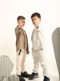 Resim Nanica Kids Erkek Çocuk Beli Kemerli Keten Pantolon-15703 Krem 