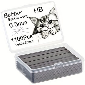 Resim 1100 Uç Kutusu (1100 Adet) - Mekanik Kalemlerle Uyumlu - Kırılmaz Yedek Uçlar, İtme Sistemi ile Takma - Bileme Gerekmez - Sanatçılar ve Öğrenciler için İdeal - Toplu Paketleme, Şeffaf Kapak Tasarımı, Dayanıklı Plastik Kasa 