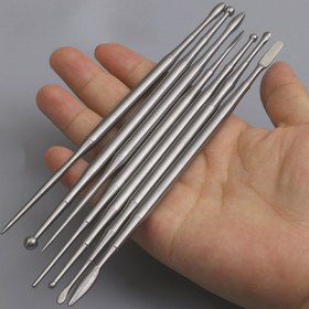 Resim Yedi Parça ve Üç Parça Set 16.6cm/6.5in Paslanmaz Çelik Kil Heykeltraşlık Kürekleri Yumuşak Kil Seramik Modelleme Aracı Yağlı Çamur Topu Çubuk Seti 