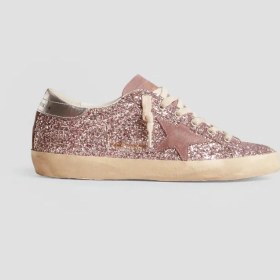 Resim Golden Goose - Super Star Pink Glitter With Suede Star - Pembe Simli - Kadın Sneaker 