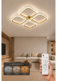 Resim Nuvo Led Plafonyer Avize 3 Renk Kumandalı Eskitme 