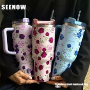 Resim 1 adet Gizli Bahçe Teması, 40oz-14oz Büyük Kapasiteli Tutacaklı Araba Bardağı, Buz Hegemon Bardağı, Arkadaş Bardağı, Paslanmaz Çelik İzoleli ve Soğuk Bardak, Kahve Bardağı, Seyahat, Okul, Ofis, Açık Hava, Spor Salonu, Aile ve diğer sahneler için uygun, Kadın Gençlik Hediyesi, Tatil Hediyesi, Doğum Günü Hediyesi (Çöp dahil) 