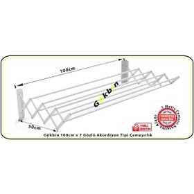 Resim Gökbin Akordiyon Tipi Çamaşır Kurutma Askısı 100cmx7 Gözlü Paslanmaz Alüminyum Yeni Ürün Trend 