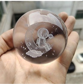 Resim Ayda Oturan Astronot Temalı Işıklı Cam Küre Açık Gri 