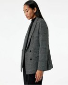 Resim Koton Cepli Kruvaze Ekose Kadın Blazer Ceket 6wak50013uw Siyah 