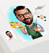 Resim Kişiye Özel Bay Ressam Karikatür 240 Parça A3 Puzzle - 1 