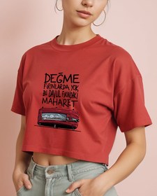 Resim Davul Fırınlı Crop Tişört 