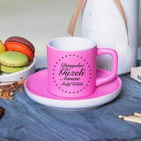 Resim Pembe Renk Güzel Annem İsimli Kahve Fincanı 