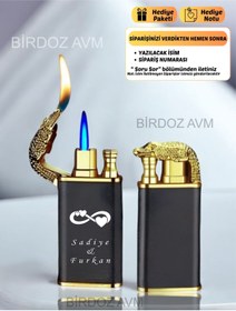 Resim birdoz avm Kişiye Özel İsimli Sevgililer Günü Tasarım Sevgiliye Hediye Timsah Başlıklı Çift Ateşli Çakmak 