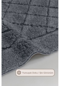 Resim Elart Frio Banyo Halısı Paspas Takımı Pamuklu 2 Adet 60x100 Cm Antrasit Antrasit 
