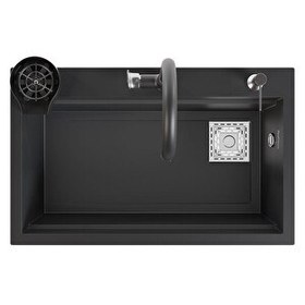 Resim Real Stone Hermes Granit Akıllı Eviye Seti Antrasit 75.5X47 CM 
