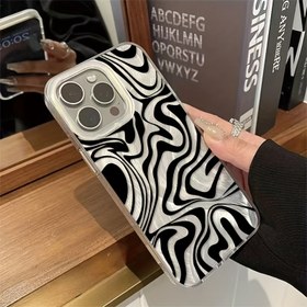 Resim Siyah Zebra Desen Tüy Yarn Anti-Düşüş Cep Telefon Kılıfı 