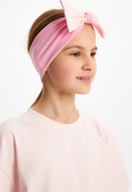 Resim Babygiz Kız Pamuklu Penye, Kaymaz, Terletmez, Ultra Hafif Esnek Fiyonk Bağlamalı Saç Bandı Bandana 